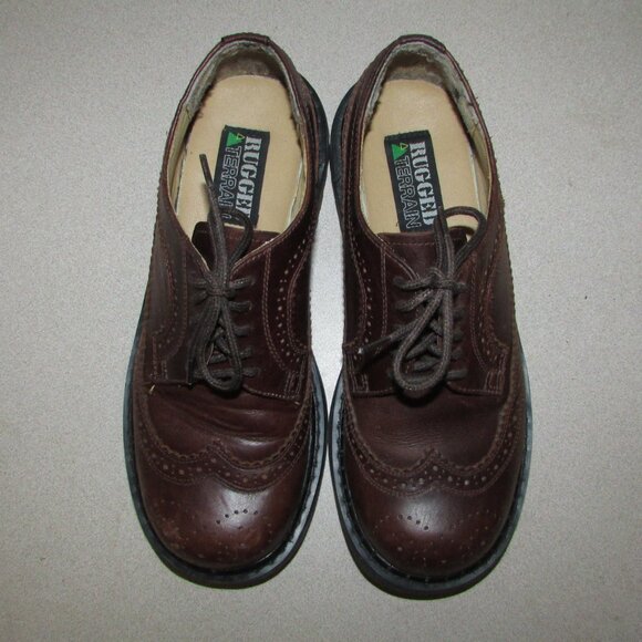 Rugged Terrain Brown Leather Lug Sole Shoes - Picture 4 of 13